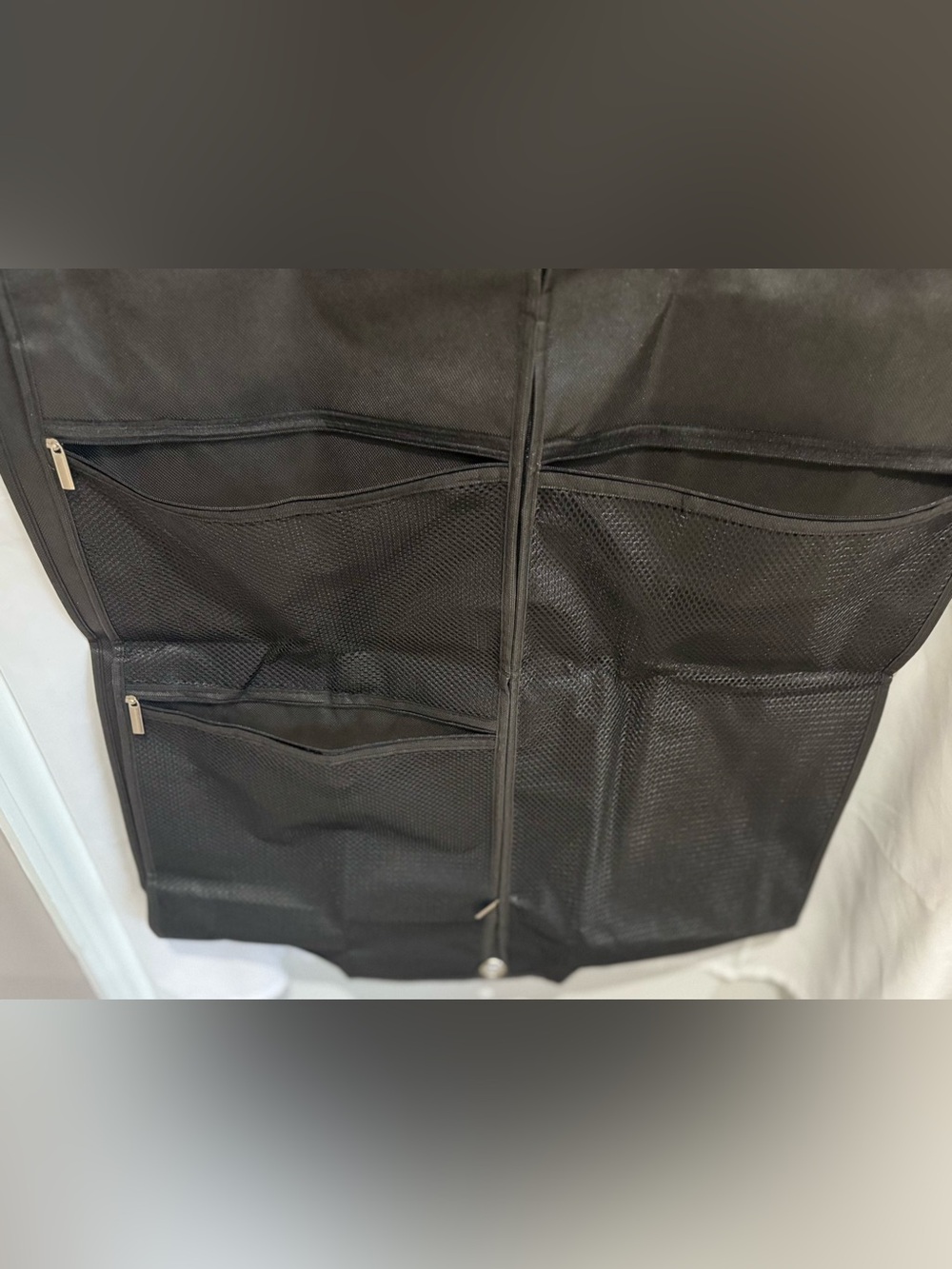 Two Black Hanging Garment Bags With Mesh Pockets. - Picture 6 of 14